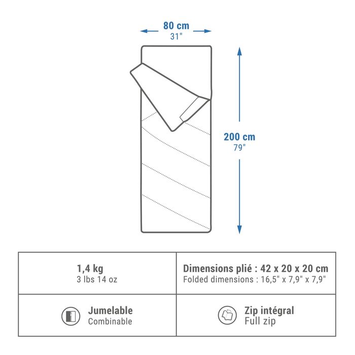 Sac de dormit din bumbac 200x80 cm, camping
