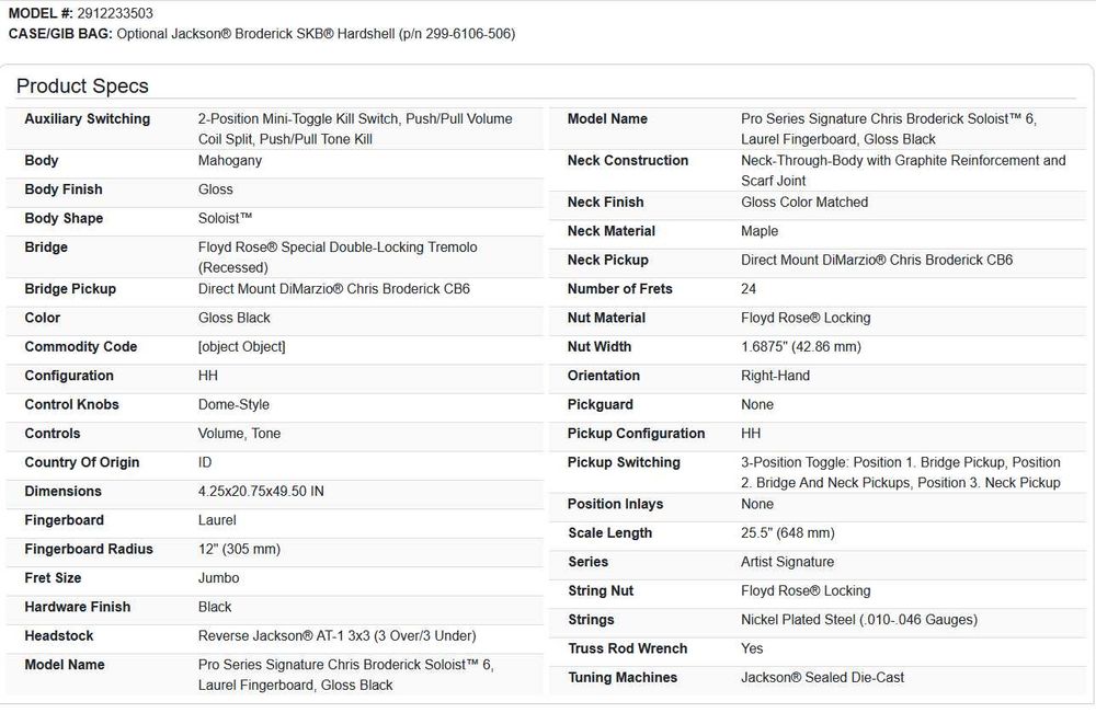 Китара jackson Pro Series Signature Chris Broderick Soloist™ 6