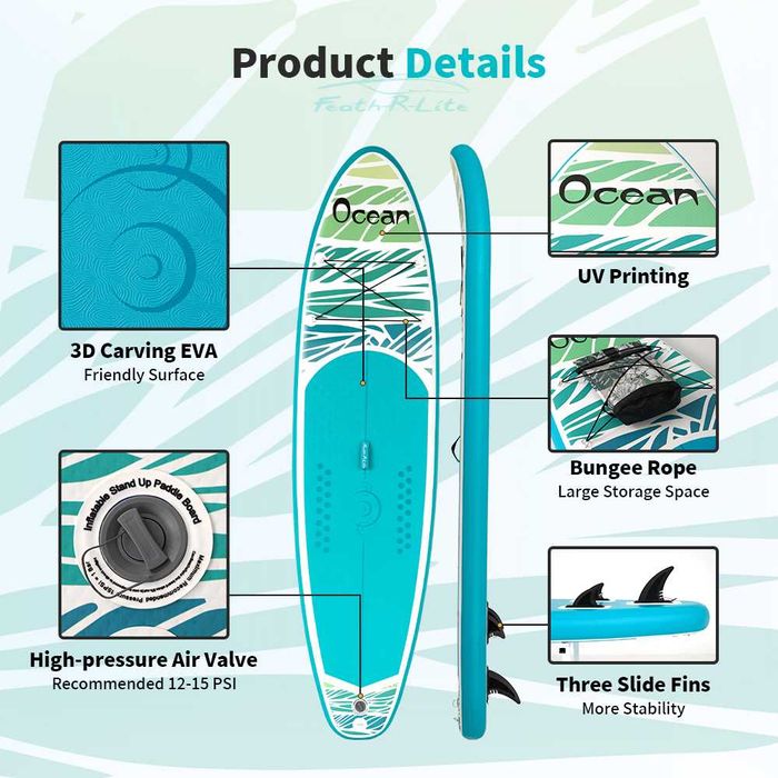 Надуваем падълборд FunWater Ocean paddle board SUP НОВ пълен комплект