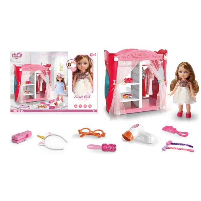 Кукла със спалня/гардероб и аксесоари