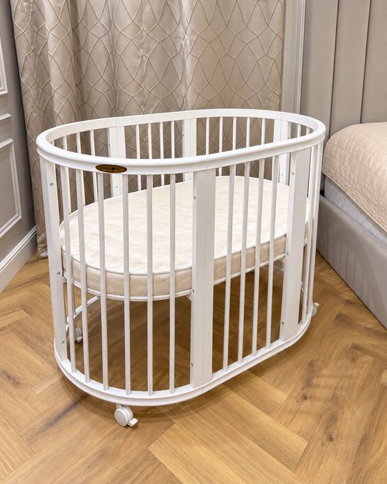Детская овальная кроватка Premium Baby + матрас