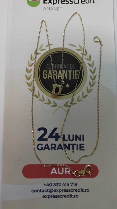 (AG 35) Lant aur+medalion litera D 14K B.33701 / 660 lei