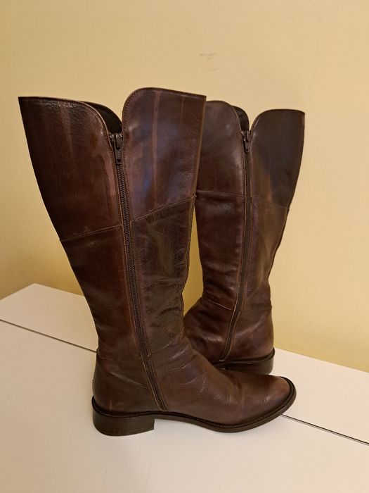 Cizme de piele cu fermoar