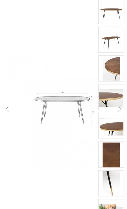 Masa dining din lemn si metal 90x180 cm Denise Quiet Object