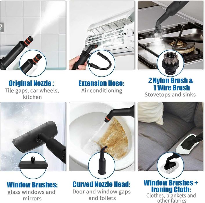 Ръчна парочистачка Kresal  за много повърхности с 12 броя аксесоари