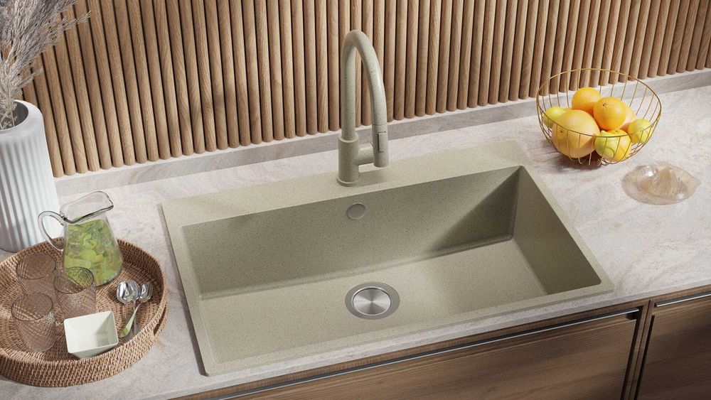 БЕж кухненска мивка от гранит Рига 80 XXL 780 x 500 мм