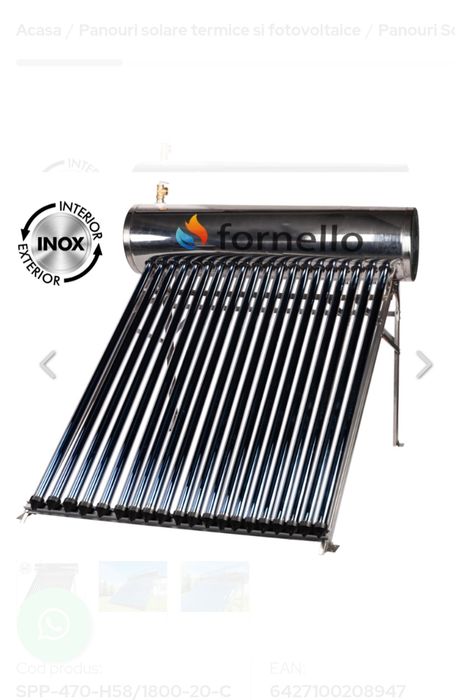 Panou solar presurizat 20 tuburi cu boiler inox 177L