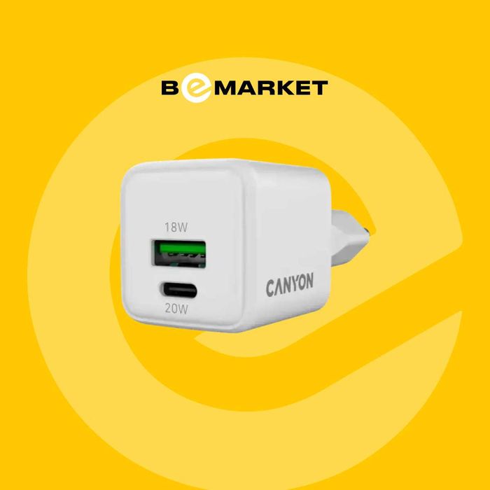 Сетевое зарядное устройство CANYON CU20AC GaN 20W White