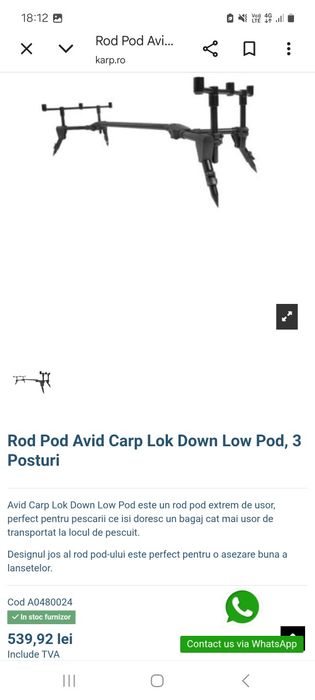 Rod pod avid carp lok down low pod, 3 posturi