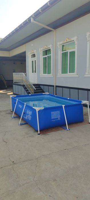 Каркасный бассейн Intex (бонус химоя пленка, хлор, табуретка))