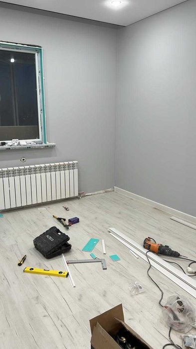 Левкас, поклейка обое, галтели , покраска