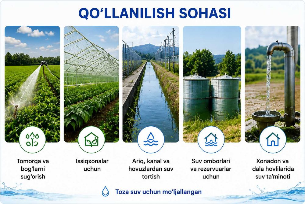 Yer usti suv nasoslari | Quyosh paneli va 220V elektrda ishlaydi