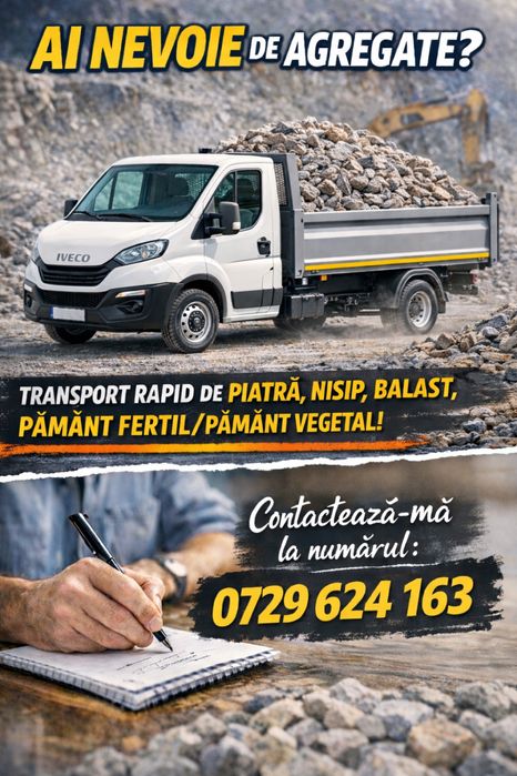 Nisip,Pietriș, Balastru,Pământ Vegetal :TRANSPORT BASCULABIL !!!