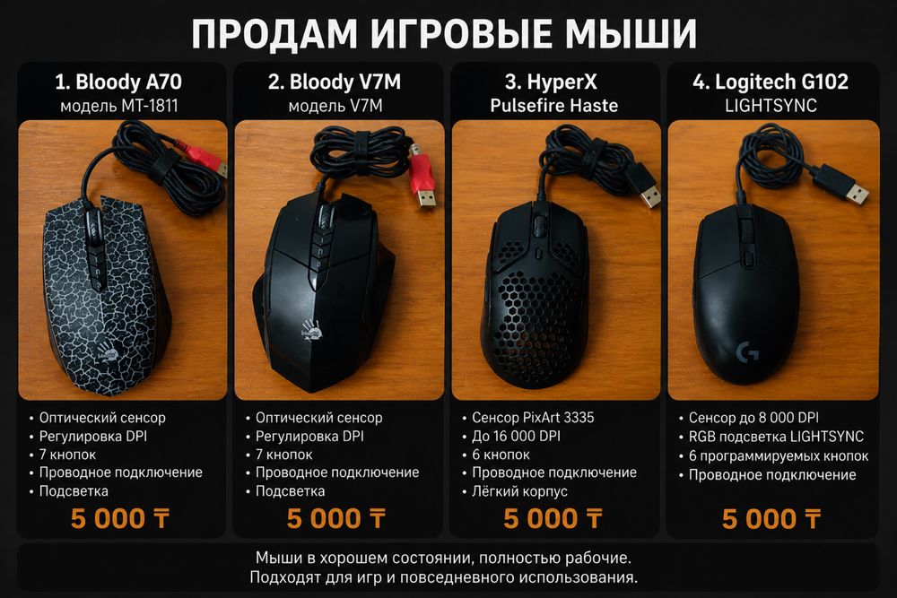Продам игровые мыши