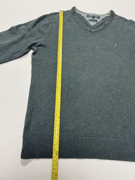 Pulover cu guler in V Tommy Hilfiger green