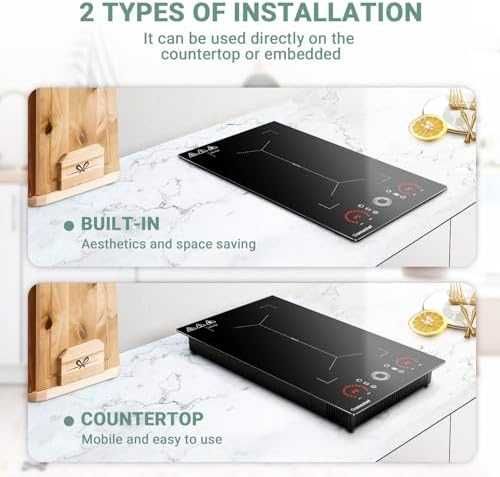 AMZCHEF индукционен плот 2 зони 3300W Flex Zone