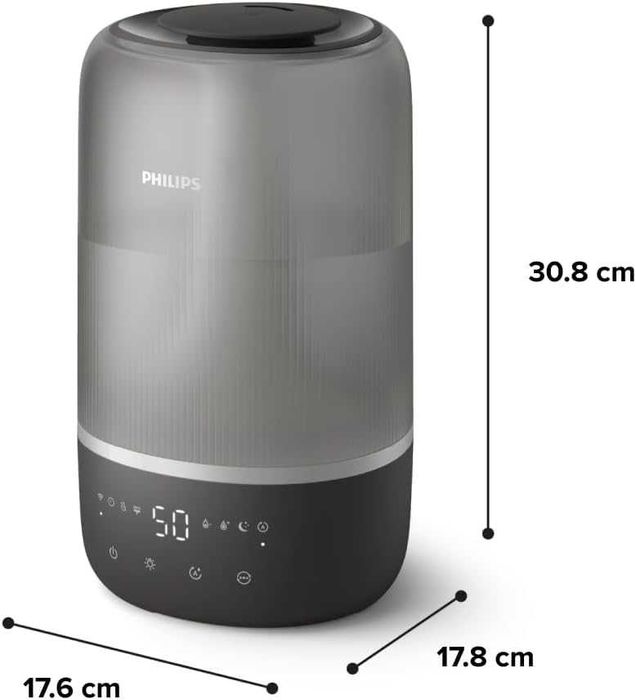 Умен овлажнител Philips компактен, мощен, ароматерапия, до 41кв