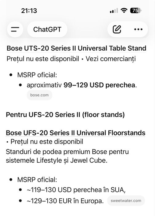 BOSE Jewel Cube Series II Boxe/Sateliți Premium Putere 2x200W cu Standuri sau Suporți de perete si cabluri Originale Preț de MAGAZIN 800 Dolari