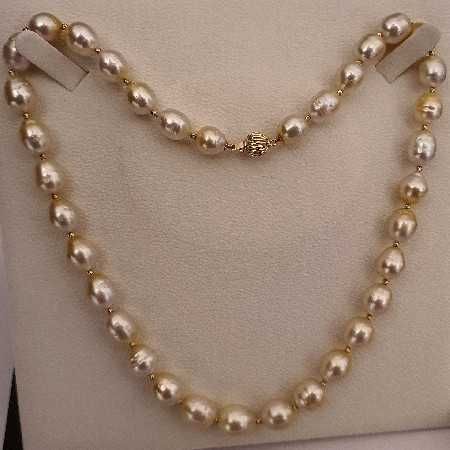 top lustru colier perle naturale aurii South Sea si aur 14k