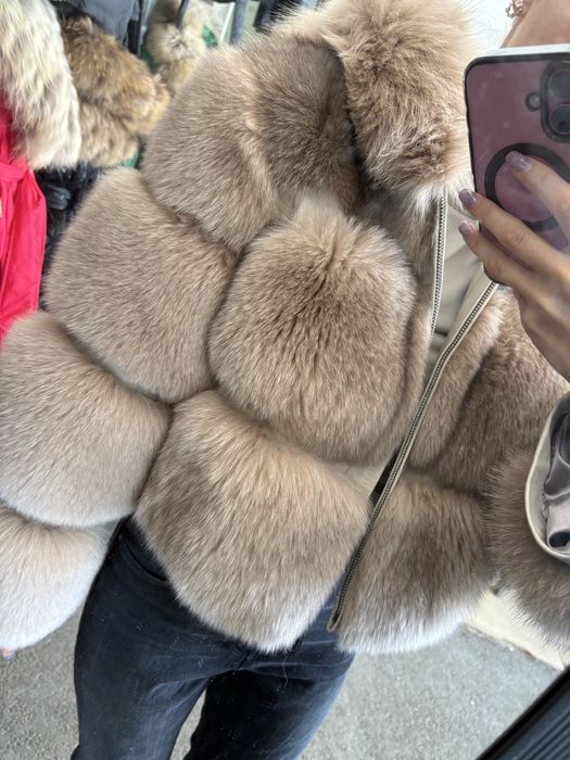 Палто от естествен косъм лисица и лама