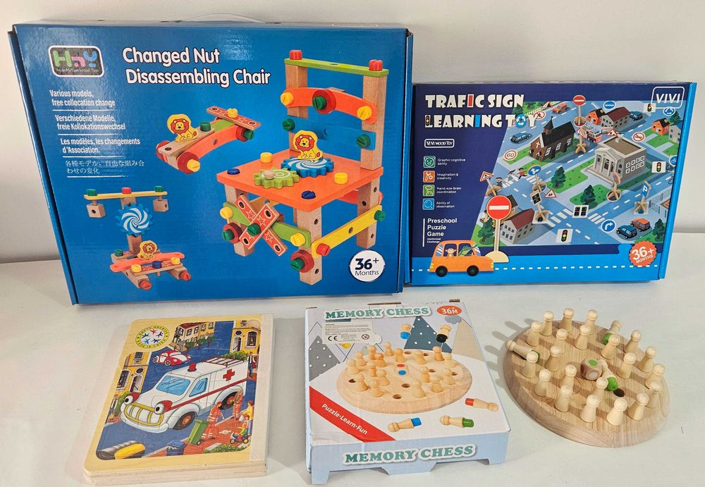 Lot de jucarii educative din lemn. Jucarii Montessori