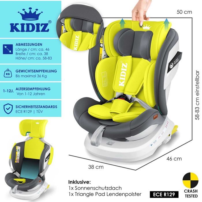 Детско столче за кола с ISOFIX, завъртащо се на 360°