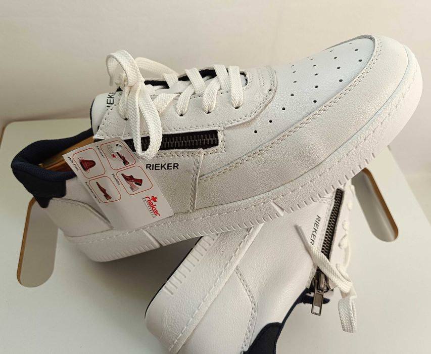 Pantofi sport casual 41 premium RIEKER NOI piele naturala moale