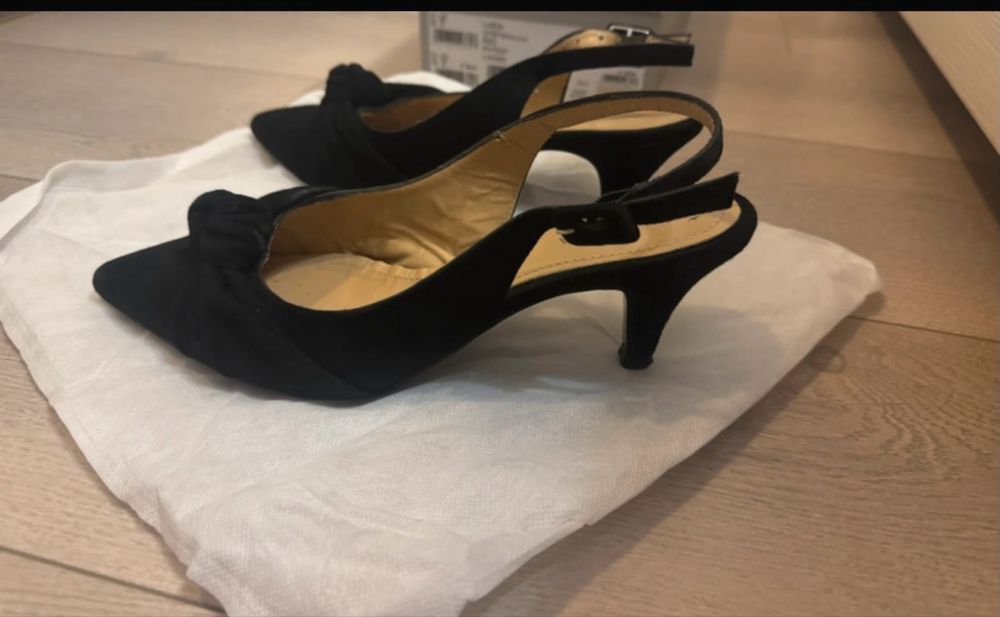 Black suede real leather kitten heels slingback Gardenia Copenhagen