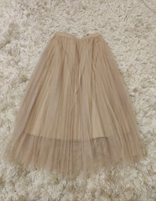 Fusta tulle midi bej