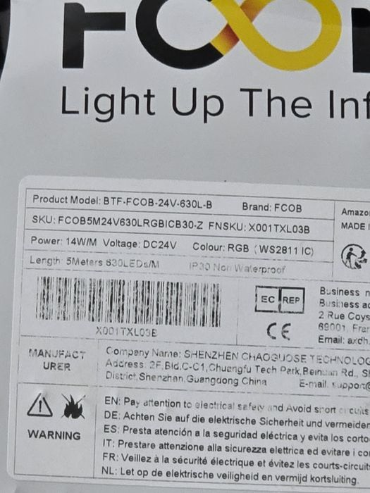 Bandă LED RGB FCOB WS2811 IC – 5 metri, PCB neagră