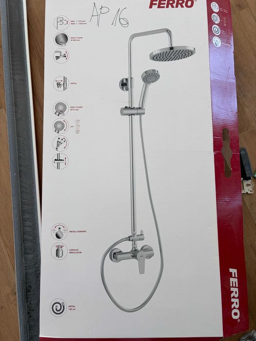 Coloana de dus FERRO – noua, nefolosita | Palarie 20 cm | Set complet