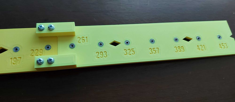 Sablon mobila glisiere sertare pe role bile tandem 14 gauri max. 453mm