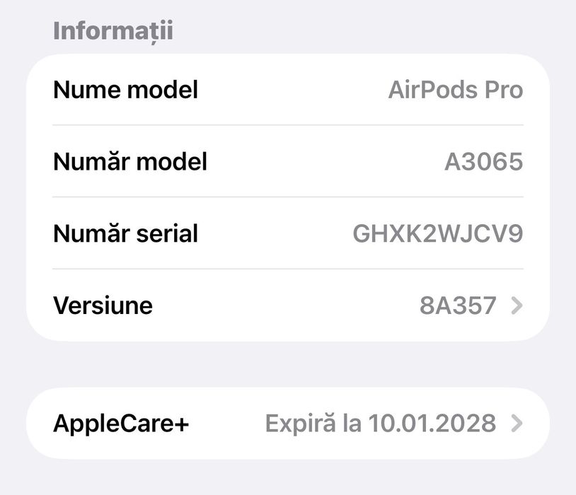 AirPods Pro 3 cu ANC și garanţie AppleCare+
