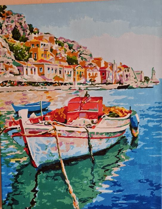 Tablouri pictate cu drag, în tehnica goblenului.