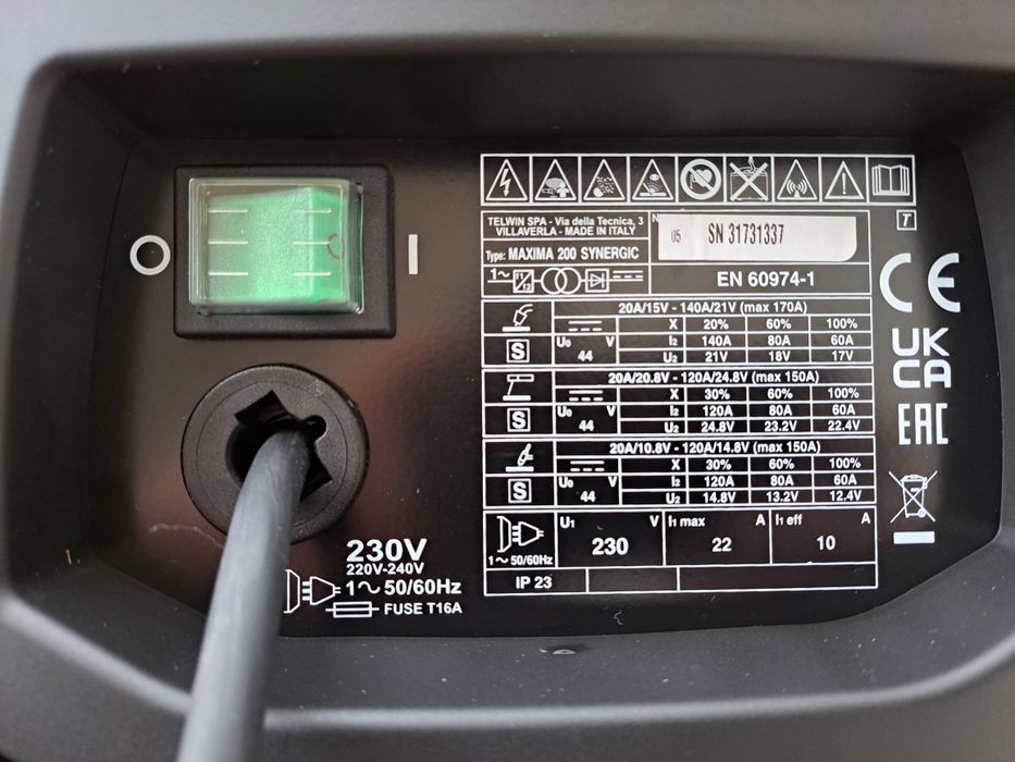 Telwin Maxima 200 Synergic tip MIG-MAG, 170 A, 230 V,Cod: 816087 Nou