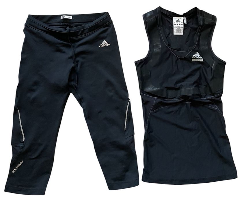Дамски фитнес комплект клин и потник adidas