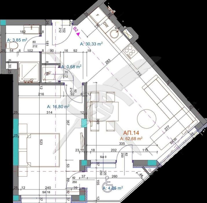 Двустаен апартамент в Братя Миладинови 1287 - 36465