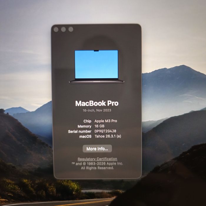 MacBook Pro 16” M3 Pro, 18GB RAM, 512GB SSD – Space Black