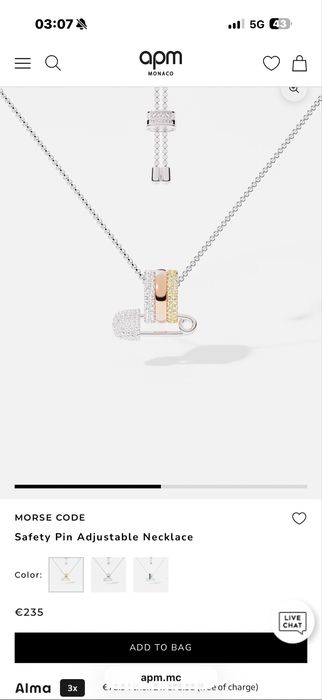 Colier apm MONACO ajustabil cu pandantiv tip „Safety Pin”