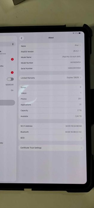 Ipad Pro GEN 7  13" M4 2TB WI-FI