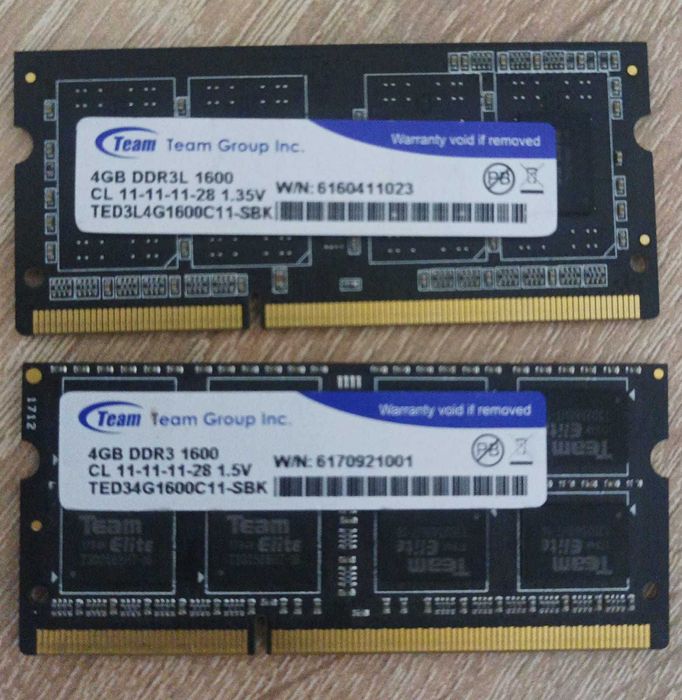 Продается ОЗУ/память для ноутбука DDR3 на 4 Гб (sodimm ddr3/Team)