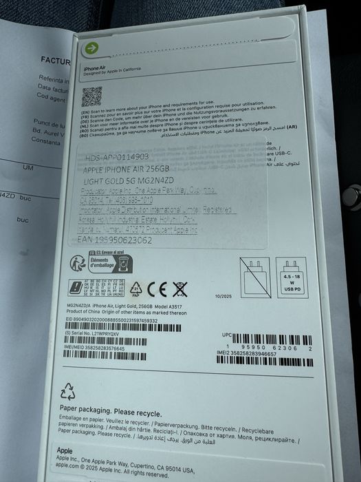 Iphone 17 air 256 gb NOU