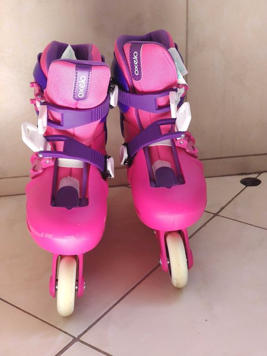 Комплект ролери, каска и протектори OXELO Play 3 (розоволилави)