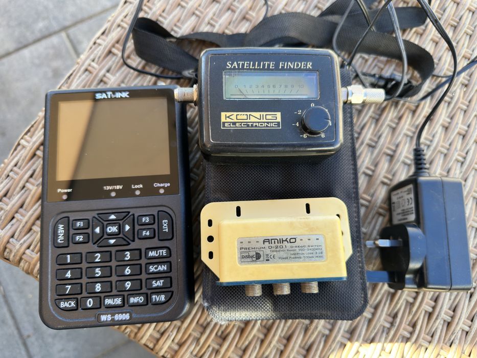 Pachet Reglat Antene Satelit: Satlink WS-6906 + Husă + Încărcător + CADOU Satfinder & DiSEqC