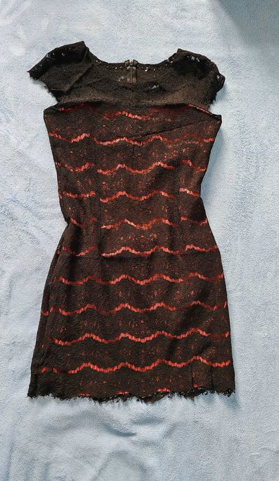 Rochie mini din dantelă neagră, pentru petrecere, mărimea M/L