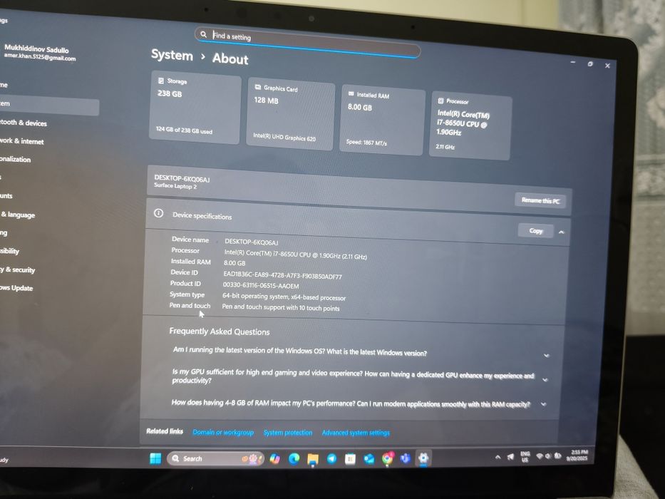 Microsoft surface laptop 2