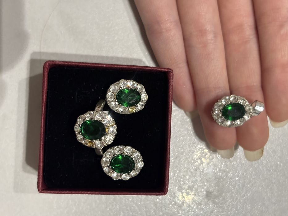 украшение СЕРЕБРО925проба комплект-серьги, кольцо(18.5-19мм) подвестка