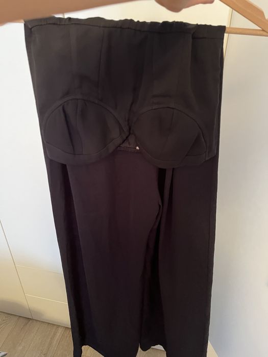 Salopeta neagra Bershka din satin