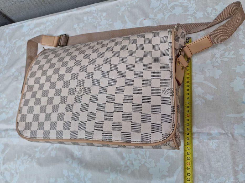 Louis Vuitton, poseta dama, geanta messenger din piele ecologica, Bej