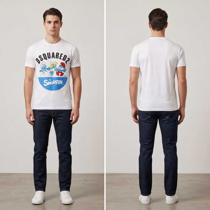 Оригинална Мъжка тениска Dsquared2 The Smurfs Slim Fit - M, XL